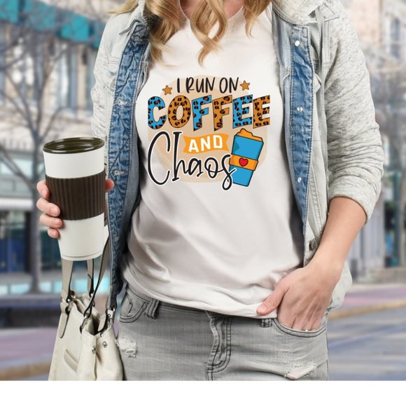 I RUN ON COFFEE AND CHAOS GRAPHIC TEE - Picture 1 of 3